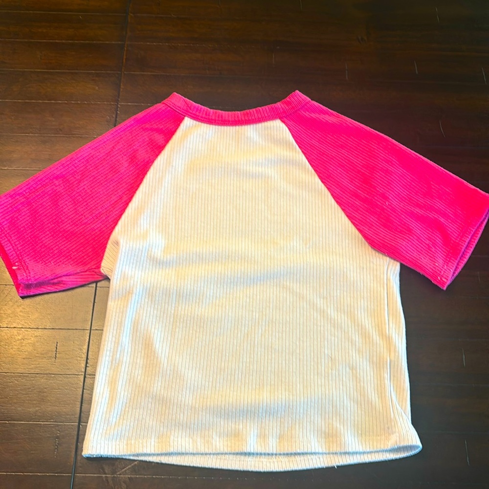 Pink and white crop top